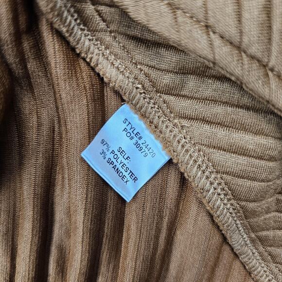 Skies Are Blue Cardigan Womens Large Camel Open Front Waterfall Ribbed Longline - Picture 6 of 7